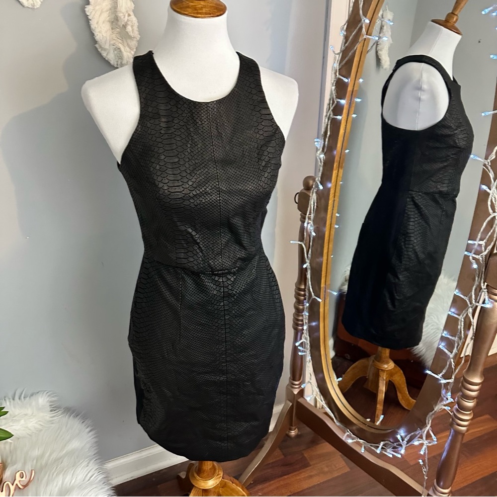 Milly Python Lambskin Leather Racerback Dress - Picture 4 of 12